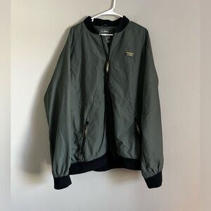 LL BEAN Mens XL TALL Green Windbreaker Jacket Full Zip Fleece Lined